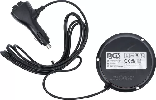 BGS technic Forgó jelzőfény| sárga | mágnessel | 12 V / 24 V | Ø 130 mm (70342)
