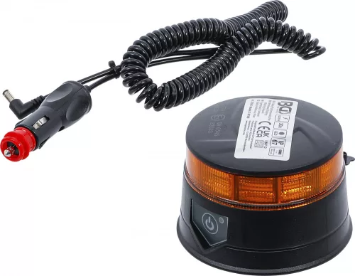 BGS technic Akkus forgó jelzőfény| sárga | mágnessel | 12 V / 24 V | Ø 130 mm (70343)