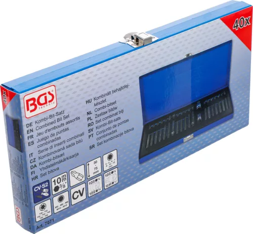BGS technic Bitkészlet imbusz, Torx és XZN profilokkal, 3/8” és 1/2” adapterrel, 40 részes (BGS 7071)