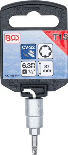 BGS technic Sérült csavarkiszedő bitfej, 1/4", Torx T15 (BGS 7098-T15)