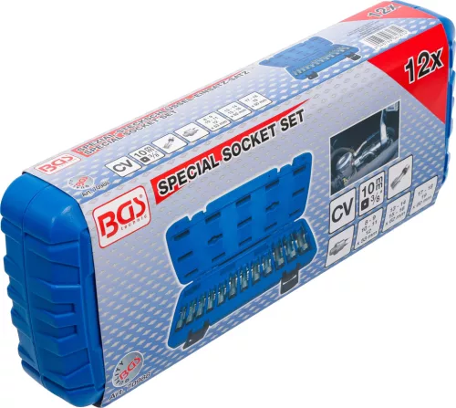 BGS technic Speciális dugókulcskészlet, hasított, 3/8", 5-19 mm, 12 darabos (BGS 70988)