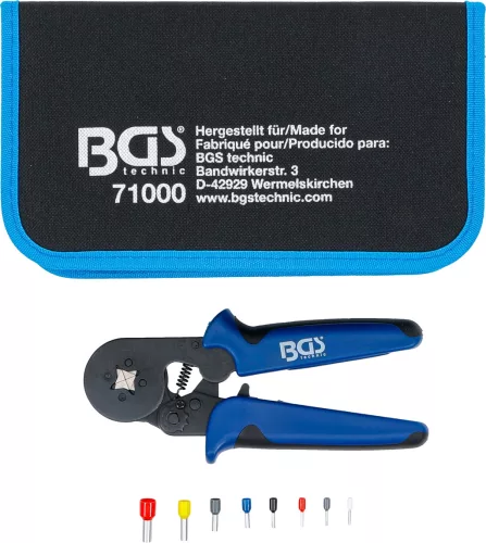 BGS technic Krimpelőfogó érvéghüvelyekhez 0,25-10 mm², érvéghüvely készlettel 0,5-10 mm² (BGS 71000)