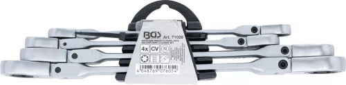 BGS technic Csuklós dupla racsnis E-Torx csillagkulcs készlet, E6–E24, 4 részes (BGS 71028)