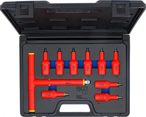BGS technic VDE-behajtófej készlet | 12,5 mm (1/2") | T-profil (Torx) T20 - T55 | 10 darabos (BGS 7131)