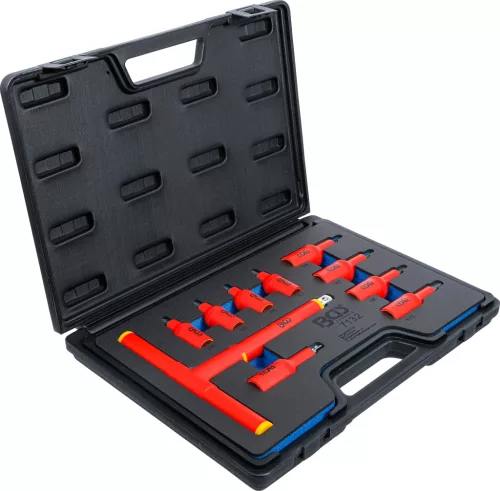 BGS technic VDE-behajtófej készlet | 10 mm (3/8") / 12,5 mm (1/2") | belső hat szögletű hajtás 4 - 10 mm | 10 darabos (BGS 7132)