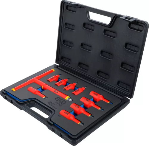 BGS technic VDE-behajtófej készlet | 10 mm (3/8") / 12,5 mm (1/2") | belső hat szögletű hajtás 4 - 10 mm | 10 darabos (BGS 7132)