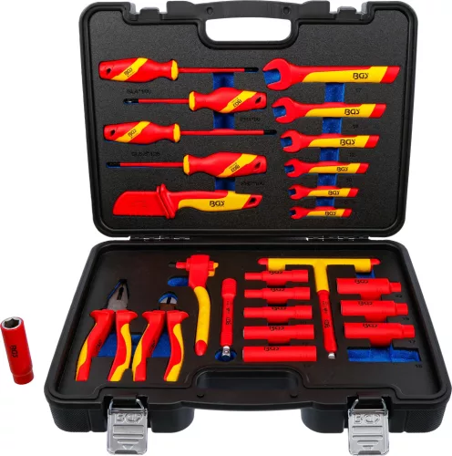 BGS technic Villanyszerelő szigetelt VDE dugókulcskészlet | 10 mm (3/8") | 25 darabos (7136)