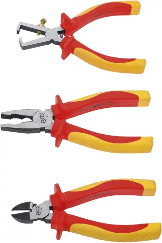 BGS technic VDE szigetelt fogókészlet, 160–180 mm, 3 részes, DIN EN 60900 (BGS 7158)