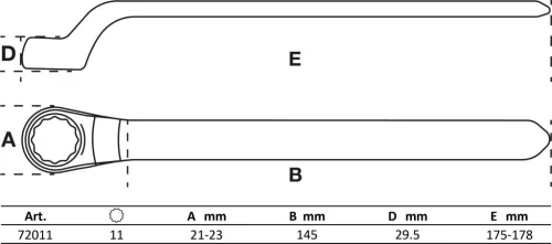 BGS technic VDE egyoldalas csillagkulcs, mélyen hajlított, 11 mm (BGS 72011)