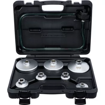   BGS technic Olajszűrőkulcs készlet leeresztő tömlővel, VAG, BMW, Citroën, Peugeot, Ford, Mercedes-Benz, Opel, Volvo, 8 darabos (BGS 72054)