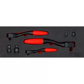   BGS DIY Irányváltós racsnis hajtószár  és adapter készlet | Finomfogazású | 1/4" - 3/8" - 1/2" | 7 részes (72122)