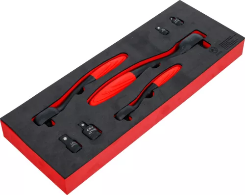 BGS DIY Irányváltós racsnis hajtószár  és adapter készlet | Finomfogazású | 1/4" - 3/8" - 1/2" | 7 részes (72122)