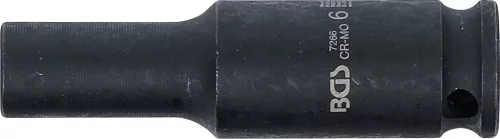 BGS technic Levegős dugókulcs hatszögletű, mély | 6,3 mm (1/4") | 6 mm (7266)