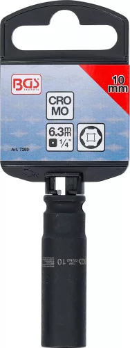 BGS technic Levegős dugókulcs hatszögletű, mély | 6,3 mm (1/4") | 10 mm (7269)