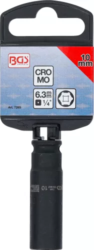 BGS technic Levegős dugókulcs hatszögletű, mély | 6,3 mm (1/4") | 10 mm (7269)