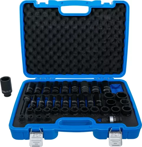 BGS technic Gépi dugókulcskészlet ütvecsavarozóhoz, rövid és hosszított, 1/2", 9–30 mm, CrMo, 40 részes (7280)