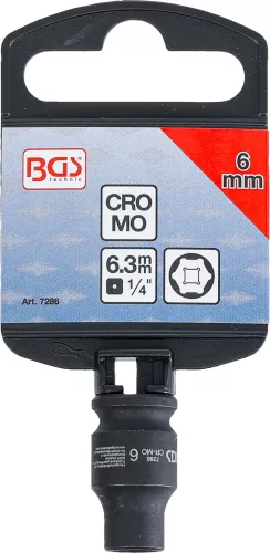 BGS technic Levegős dugókulcs hatszögletű | 6,3 mm (1/4") | 6 mm (7286)