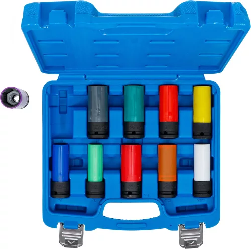BGS technic Légkulcsfej készlet, 1/2", 15 - 24 mm méretű és speciális kerékcsavarokhoz, 10 darabos (7311)