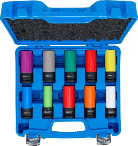 BGS technic Légkulcsfej készlet, 1/2", 15 - 24 mm méretű és speciális kerékcsavarokhoz, 10 darabos (7311)
