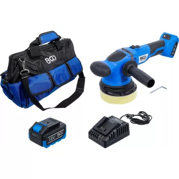   BGS technic Akkumulátoros excentrikus polírozógép készlet | kefe nélküli | 18 V | akkumulátorral és gyorstöltővel (7394)