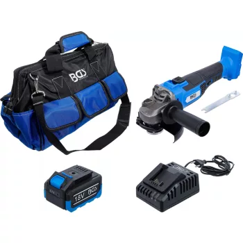   BGS technic Akkumulátoros sarokcsiszoló készlet | kefe nélküli | 18 V | akkumulátorral és gyorstöltővel (7396)