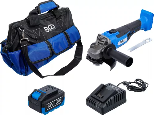 BGS technic Akkumulátoros sarokcsiszoló készlet | kefe nélküli | 18 V | akkumulátorral és gyorstöltővel (7396)
