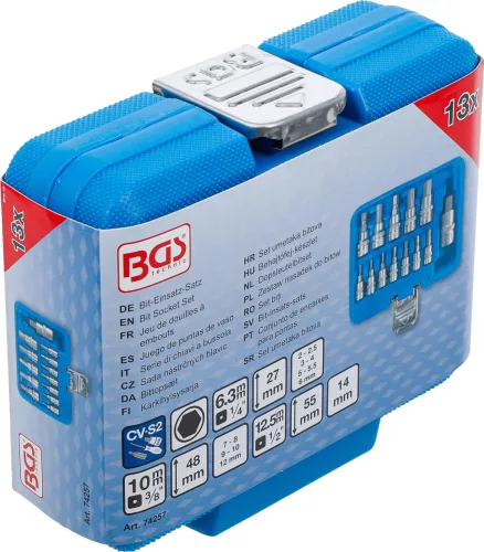 BGS technic Behajtófej-készlet | 6,3 mm (1/4") / 10 mm (3/8") / 12,5 mm (1/2") | Belső hatszögletű 2 - 14 mm | 13 darabos (74257)