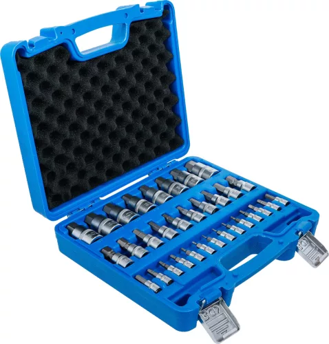 BGS technic Behajtófej-készlet | 6,3 mm (1/4") / 10 mm (3/8") / 12,5 mm (1/2") | Belső hatszögletű 2 - 19 mm / 1/4 - 9/16" | Metrikus és coll méretek | 32 darabos (74258)