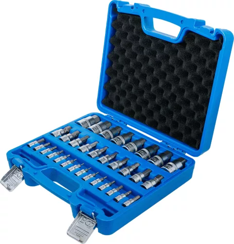 BGS technic Behajtófej-készlet | 6,3 mm (1/4") / 10 mm (3/8") / 12,5 mm (1/2") | Belső hatszögletű 2 - 19 mm / 1/4 - 9/16" | Metrikus és coll méretek | 32 darabos (74258)