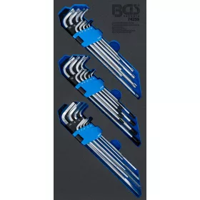   BGS technic Műhelykocsi-betét 1/3, L-kulcs készlet, T-profil (Torx), T-profil (Torx) furattal, imbusz, 27 darabos (74259)