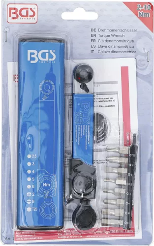 BGS technic Nyomatékkulcs | belső hatszögletű 6,3 mm (1/4") | 2 - 10 Nm | behajtófej-készlettel | 9 darabos (74295)