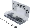 BGS technic Rugós biztosító alátét készlet csavarokhoz, horganyzott rugóacél, M3–M12, 340 részes (74414)