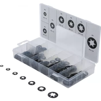   BGS technic Feszítőtárcsák / rögzítő alátét választék | M3 - M12 | 340 darabos (74414)