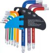 BGS technic Derékszögű kulcs készlet | több színű | rövid | T-profil (Torx) gömbfejes T10 - T50 | 9 darabos (74466)
