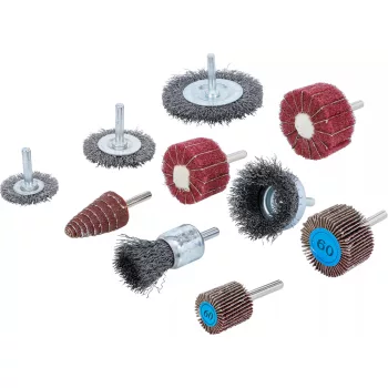   BGS technic Drótkefe- és lamellás csiszoló kerék készlet | 10 darabos (74499)