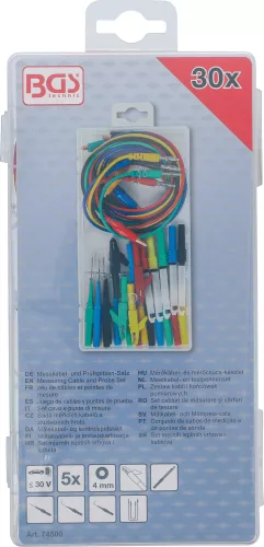 BGS technic Mérőkábel- és mérőcsúcs-készlet | 30 darabos (74500)