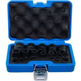   BGS technic Levegős dugókulcskészlet | E-profil Plus | 6,3 mm (1/4") / 10 mm (3/8") / 12,5 mm (1/2") | EP4 - E32 | 19 darabos (74554)