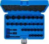 BGS technic Spirálprofilú csavarkiszedő dugókulcs készlet 1/4” és 3/8” meghajtással, metrikus és colos méretekkel, 32 részes (74560)
