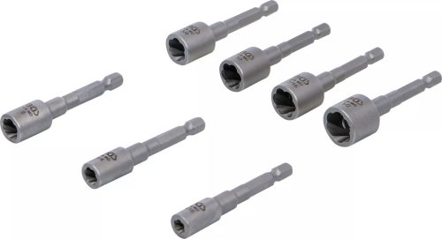 BGS technic Sérült csavar és anya kiszedő készlet | külső hatszögletű behajtófej 6,3 mm (1/4") | fúrógépekhez | 7 darabos (74562)
