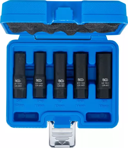 BGS technic Spirálbites dugókulcskészlet /csavarkiszedő, mély | 10 mm (3/8") | 10 - 16 mm | 5 darabos (74568)