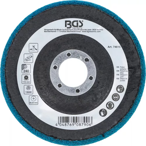 BGS technic Polírozókorong | alumíniumoxid | Ø 115 mm | 240-as szemcsefinomság (74615)