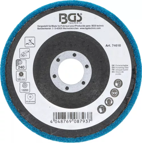 BGS technic Polírozókorong | alumíniumoxid | Ø 125 mm | 240-as szemcsefinomság (74618)