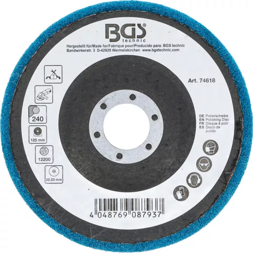 BGS technic Polírozókorong | alumíniumoxid | Ø 125 mm | 240-as szemcsefinomság (74618)