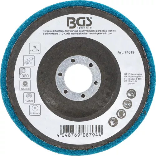 BGS technic Polírozókorong | alumíniumoxid | Ø 125 mm | 320-as szemcsefinomság (74619)