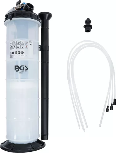 BGS technic Folyadékleszívó vákuumpumpa kézi és pneumatikus működéssel, 10 liter, 5 részes (BGS 74667)