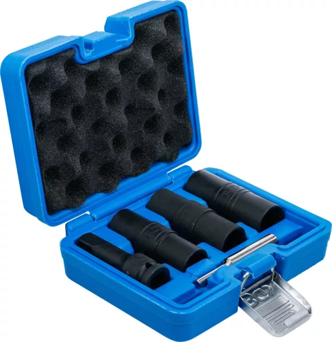BGS technic Speciális levegős, fordítóbetétes dugókulcskészlet | hatszögletű és csavarhúzó 17 - 19 - 21 mm | 12,5 mm (1/2") | 3 darabos (BGS 7467)
