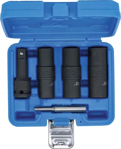 BGS technic Speciális levegős, fordítóbetétes dugókulcskészlet | hatszögletű és csavarhúzó 17 - 19 - 21 mm | 12,5 mm (1/2") | 3 darabos (BGS 7467)