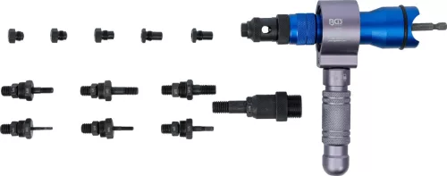 BGS technic Szegecsanya- és popszegecs behúzó adapter fúrógéphez, M3–M12 / Ø2,4–6,4 mm (BGS 74690)