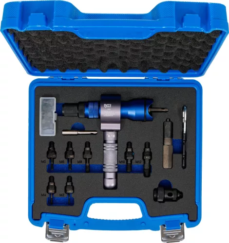 BGS technic Szegecsanya- és popszegecs behúzó adapter fúrógéphez, M3–M12 / Ø2,4–6,4 mm (BGS 74690)