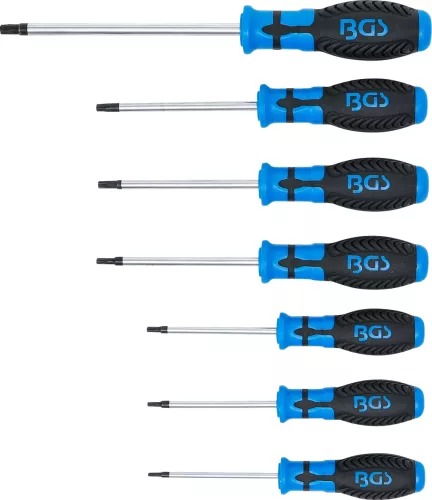 BGS technic 7 részes biztonsági Torx (fúrt) csavarhúzó készlet, T10 - T40 (BGS 7841)